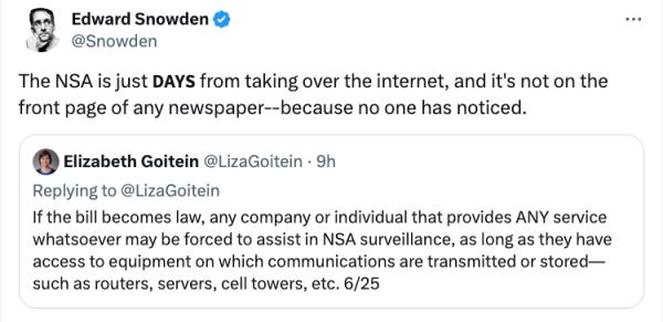 Эдвард Сноуден: «АНБ осталось всего несколько дней до захвата Интернета»
