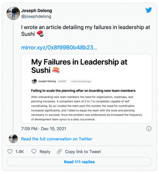 Бывший технический директор SushiSwap написал мемуары о неудачах лидера DEX