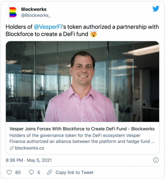 Blockforce Capital и Vesper Finance совместно запустят фонд DeFi